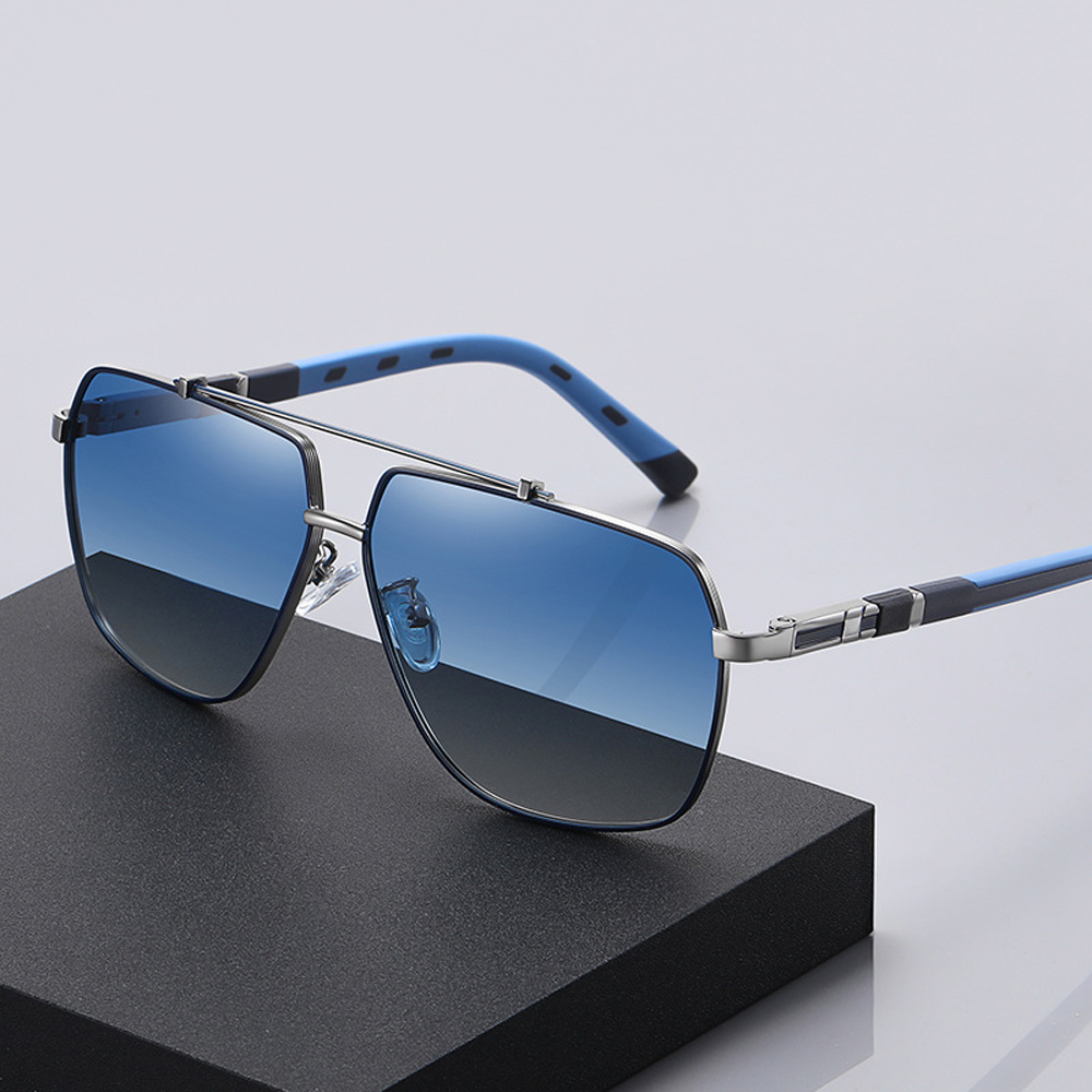 Nouvelles lunettes de soleil polarisées bicolores à grande monture pour hommes