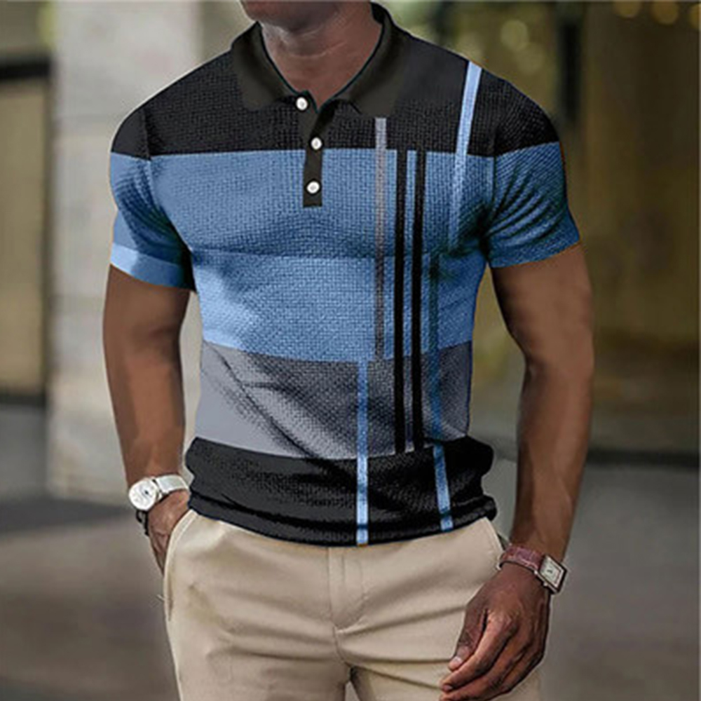 Lunebrille Polo à manches courtes avec blocs de couleurs tendance pour hommes