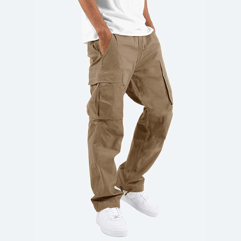 Lunebrille  Pantalon cargo pour hommes avec cordon de serrage à la taille et plusieurs poches