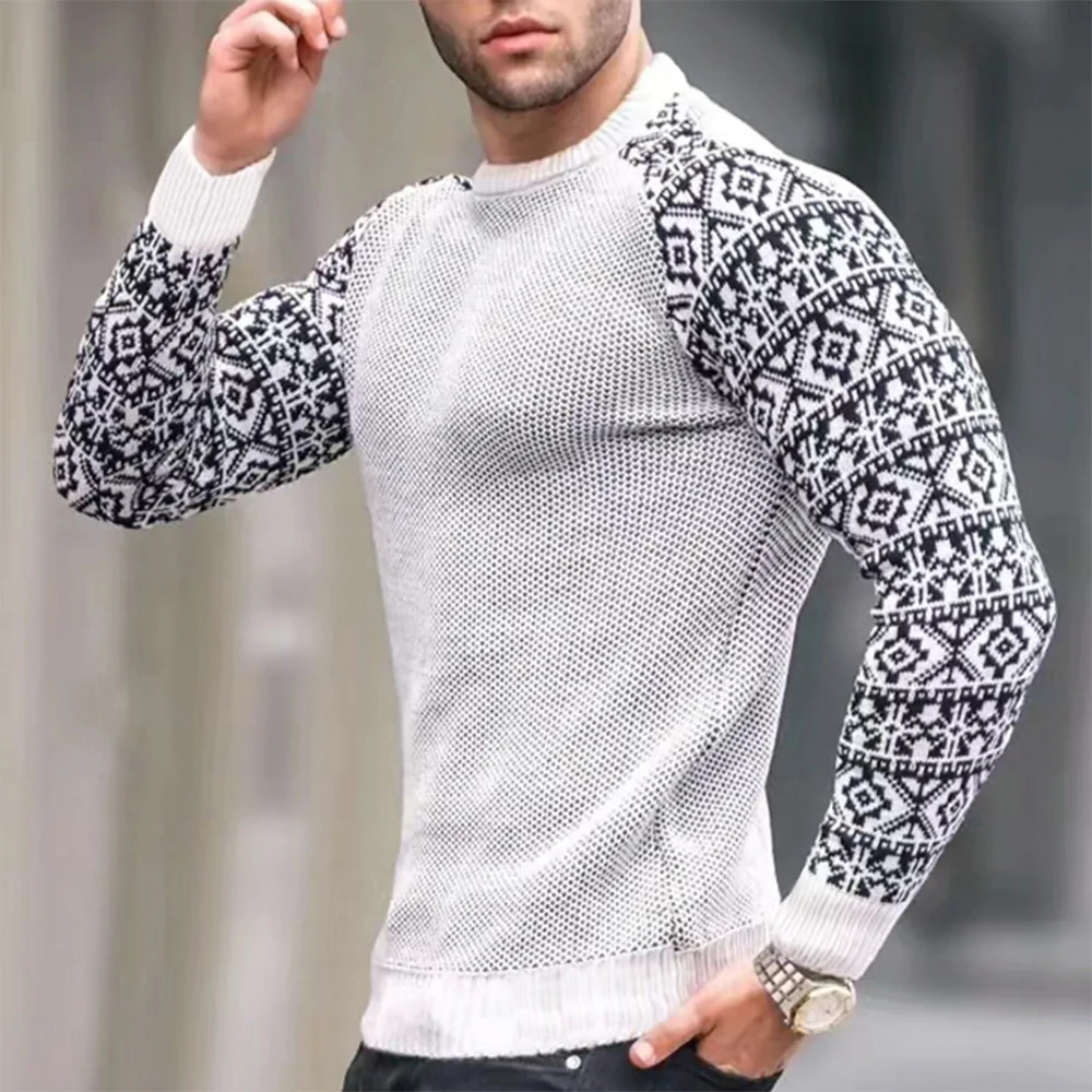 Pull en tricot colorblock homme personnalisé pour l'hiver