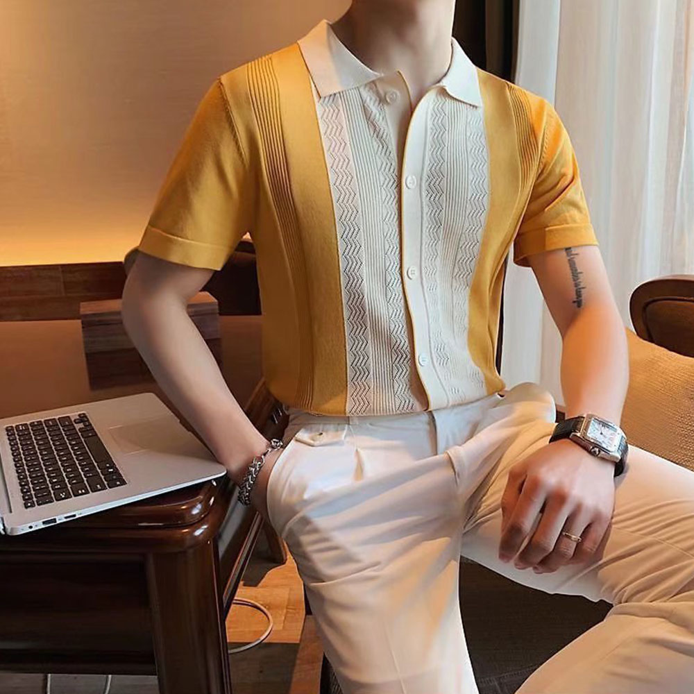 Lunebrille  T-shirt à manches courtes en tricot pour hommes