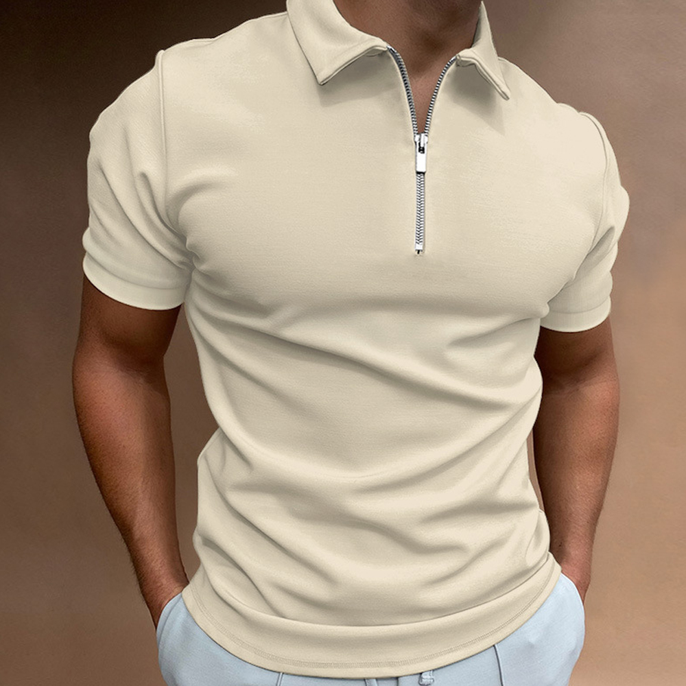 Lunebrille  Polo d'été pour hommes couleur unie t-shirt à revers à manches courtes