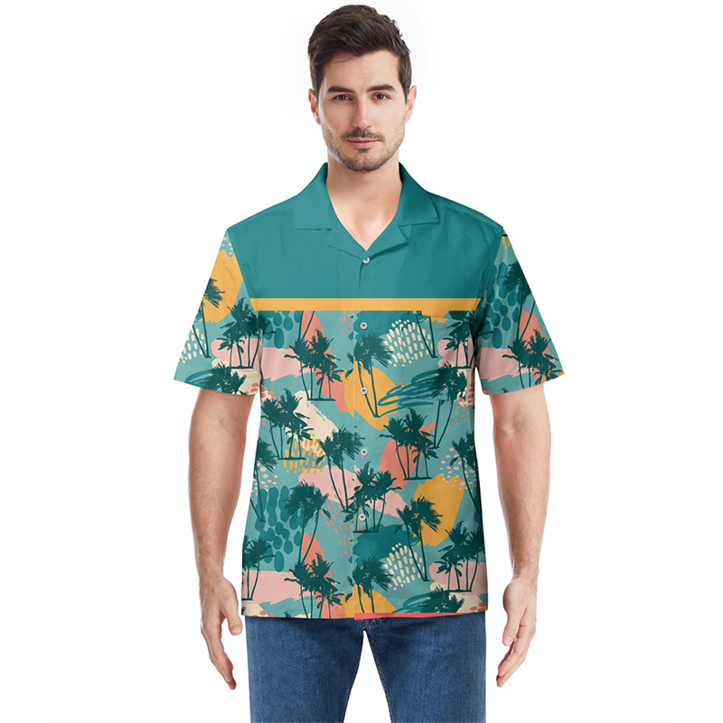Rosepoems  Chemise à manches courtes plage hawaïenne masculine