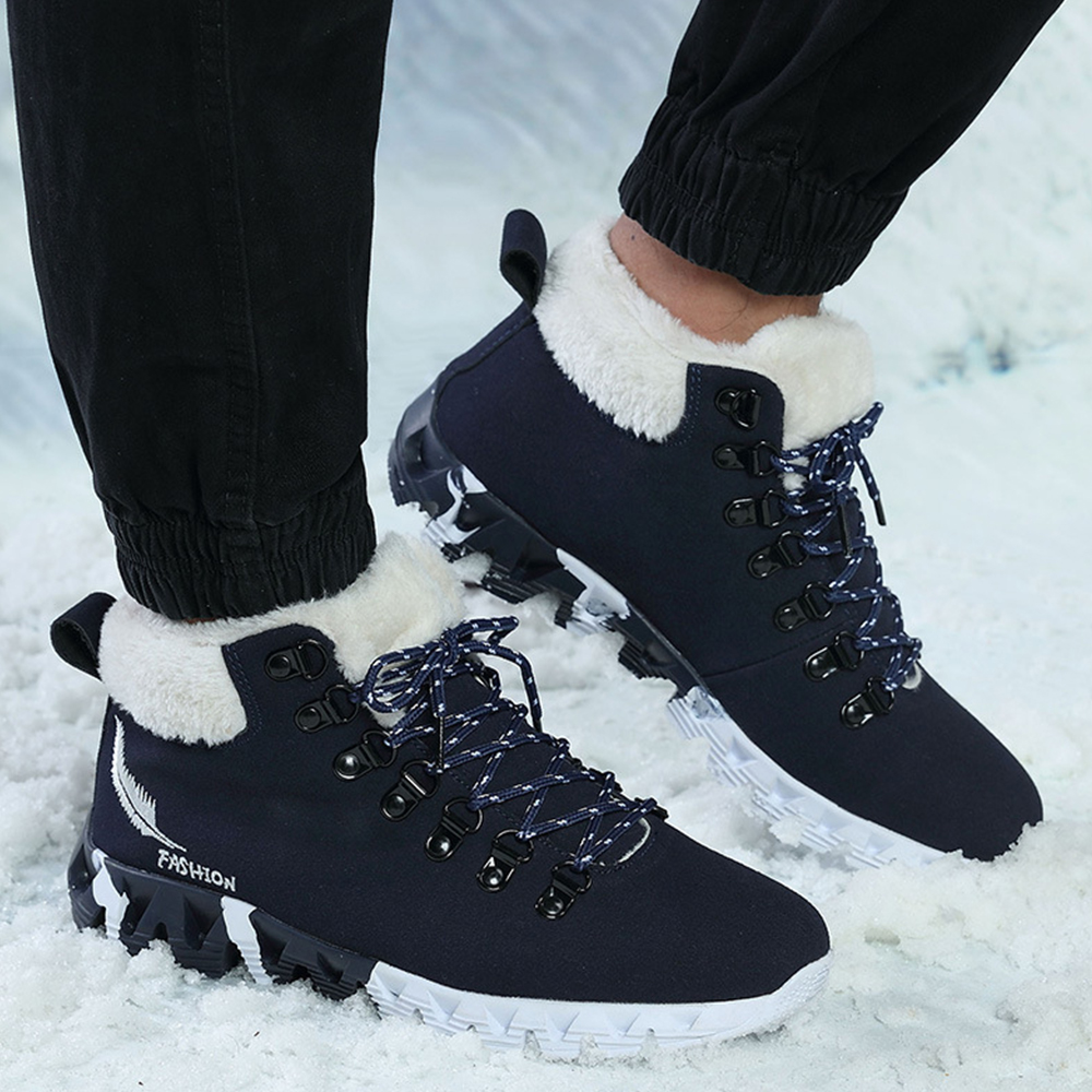 Lunebrille Nouvelles chaussures pour hommes chaudes randonnée en plein air et bottes de neige d'alpinisme antidérapantes en velours