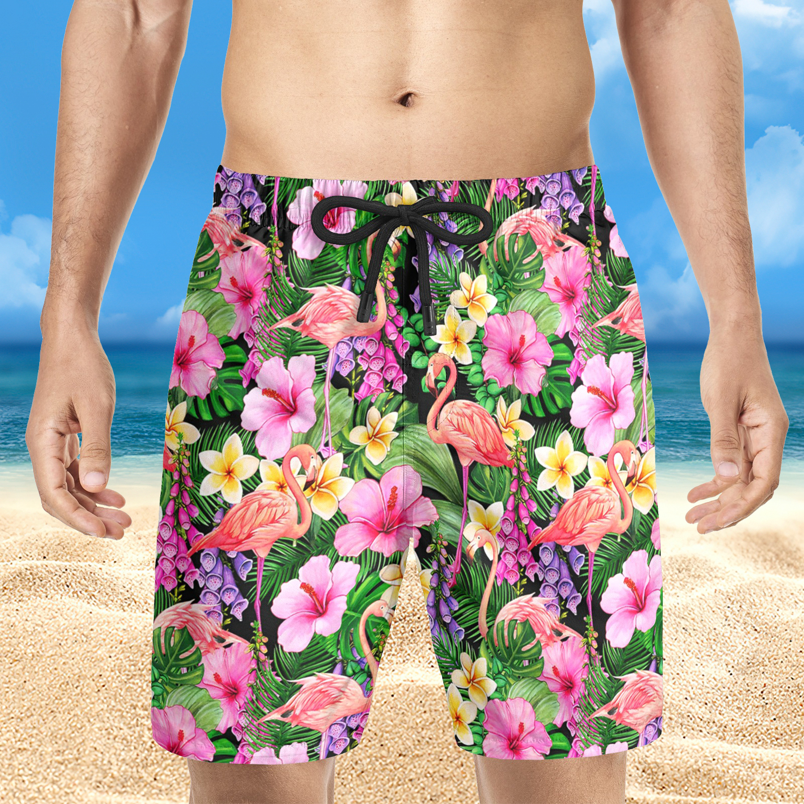 Short de plage extérieur hawaïen à imprimé floral pour hommes