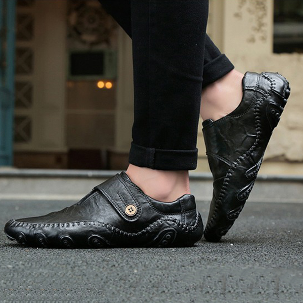 Gioiacombo™ Chaussures décontractées en cuir pour hommes avec de nouveaux boutons de printemps et d'été