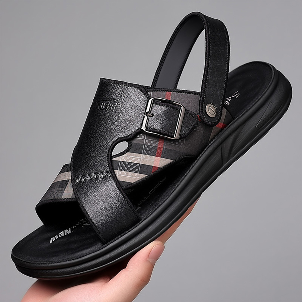 Gioiacombo™ 2022 Nouvelles sandales à double usage en cuir à carreaux pour hommes