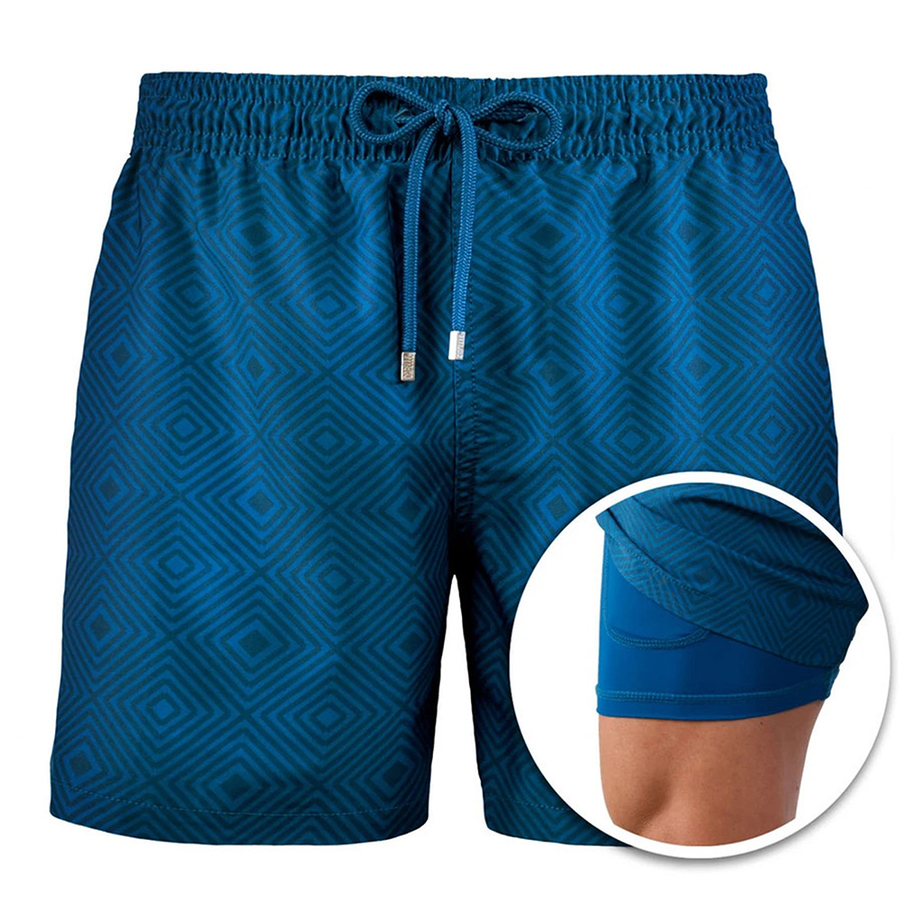 Gioiacombo™ Pantaloni da spiaggia traspiranti da uomo a doppio strato con stampa estiva