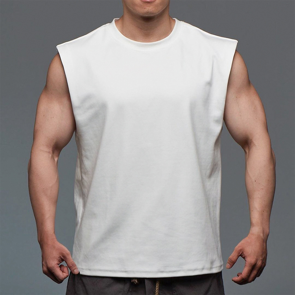 Gioiacombo™ Gilet sportivo fitness da uomo a spalla larga in cotone sciolto
