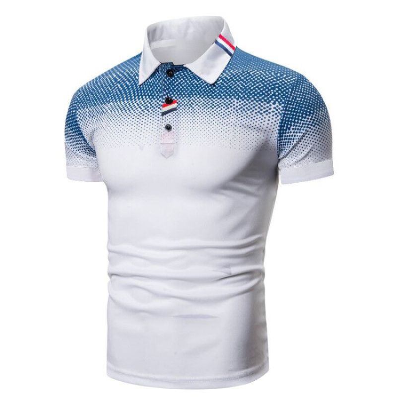 glaslilie  Kurzarm-Poloshirt mit Farbverlauf-Revers für Herren