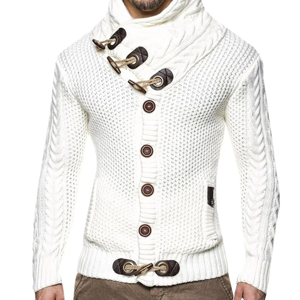 Lunebrille  Nouveau cardigan en tricot classique d'automne et d'hiver avec des boutons à col haut