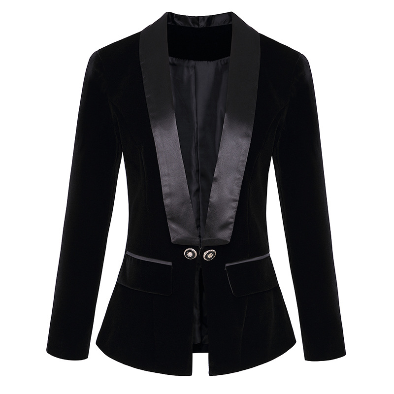 Designer Blazer Women's Long Sleeve Velvet Blazer Jacket Outer Wear