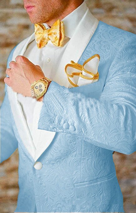 2022 Custom Made Jacquard Groomsmen Pink Groom Tuxedos White Shawl Lapel Men Wedding Suits Prom Party  Blazer Pants Set
