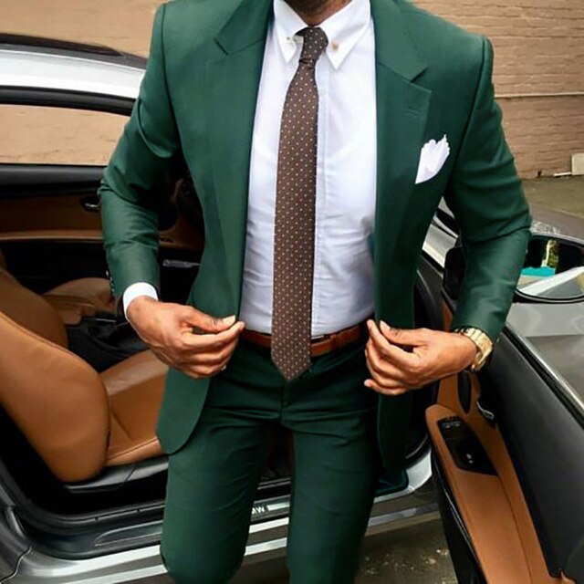 2021 Latest Brown Men's Suit Coat Pants Designs Slim Fit Elegant Tuxe