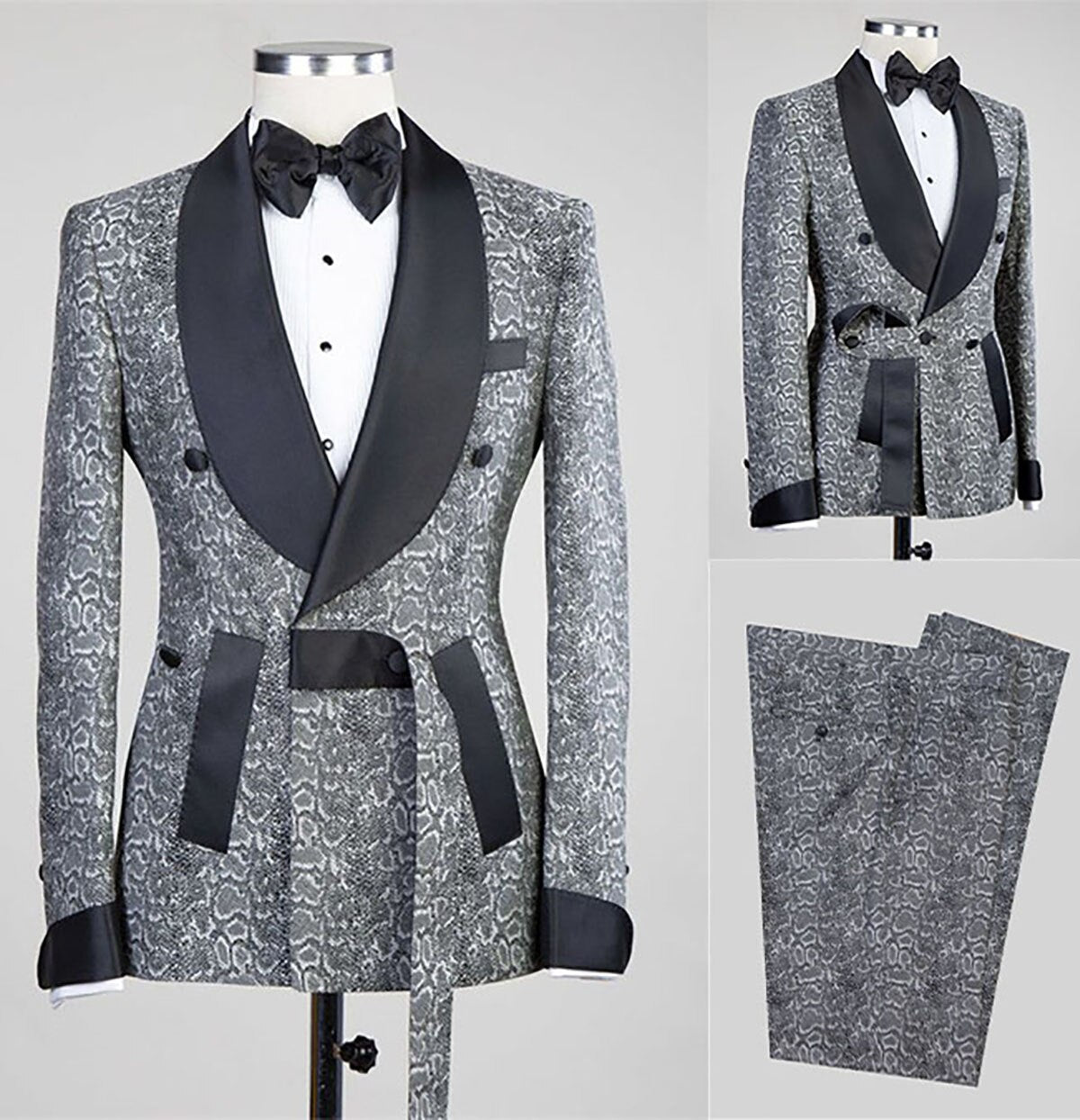 2022 Classic Mens Suits Fashion Two-piece Tuxedos Python Pattern Groo