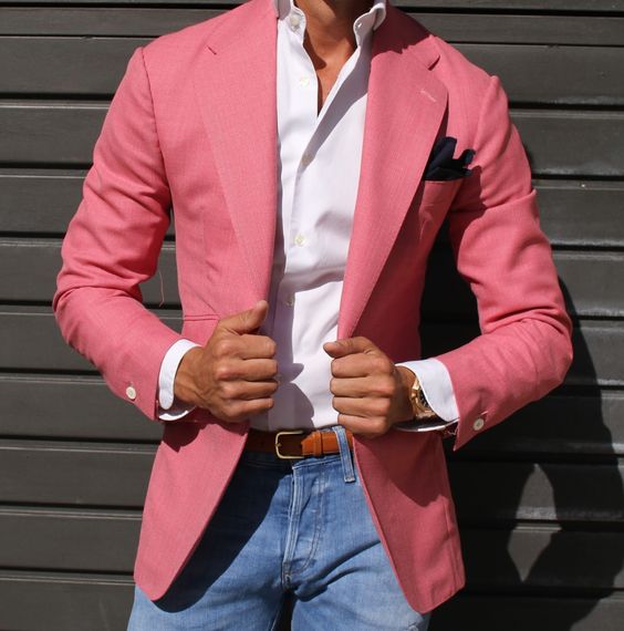 2022 Latest Coat Pant Designs Hot Pink Blazer Casual Men Suit Fashion