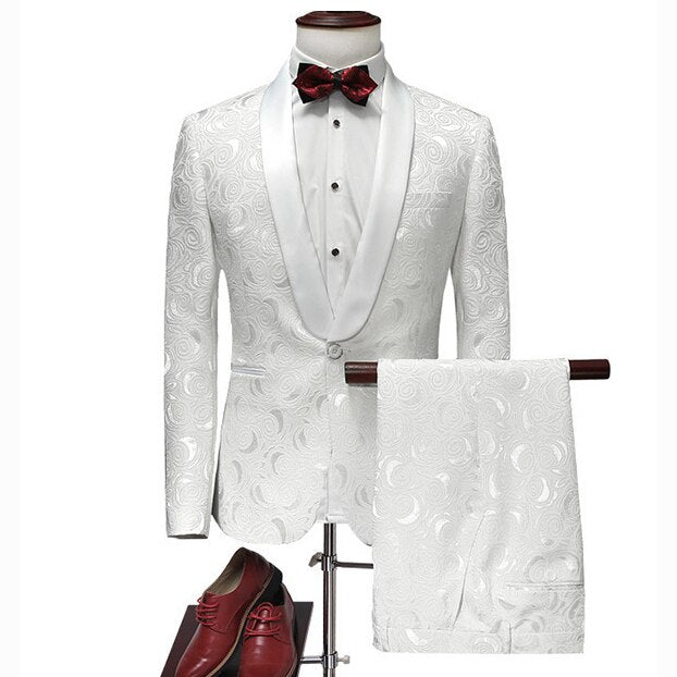 2023 New Ivory White Men Suits Groom Wedding 2-Piece Set Formal Male