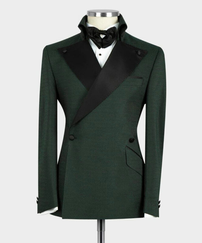 Coat Pant Designs 2022 Slim Fit Dark Green Smoking Jacket Party Tuxedo Male Dress Double Breasted Wedding Groom Men Suits