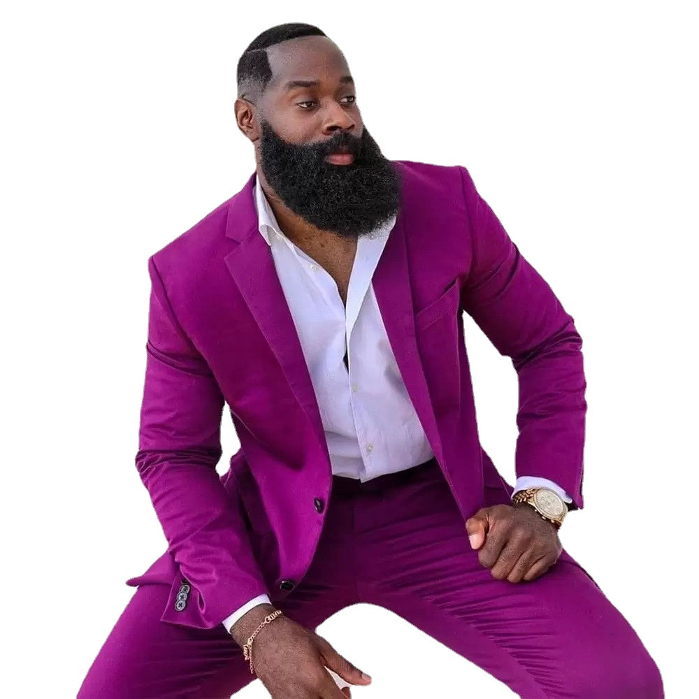 Purple Men Suits Summer Blazer Jacket Tuxedos Prom Party Suit 2 Pieces Costume Homme Beach Outdoor Mens Wear Coat+Pant