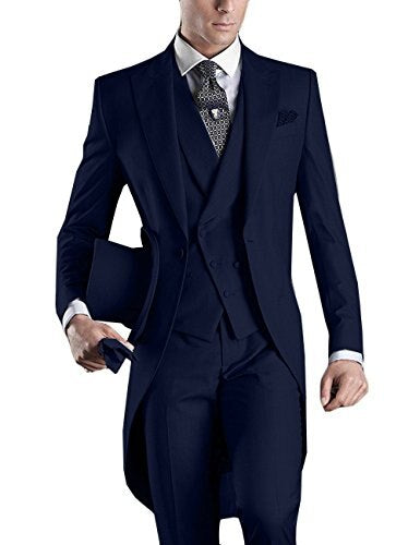 Custom Long Tailor Coat Men Suit White Groom Tuxedos Blazer Mens Prom Mens Tux Bridegroom Blazer Jacket+ Pant+Vest+Tie