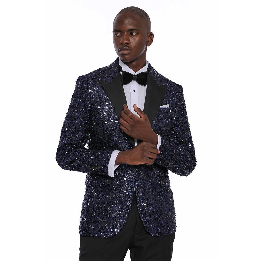 Fashion Mens Suits Tweed Sequin Blinders Suit 2 Piece Authentic Tailo