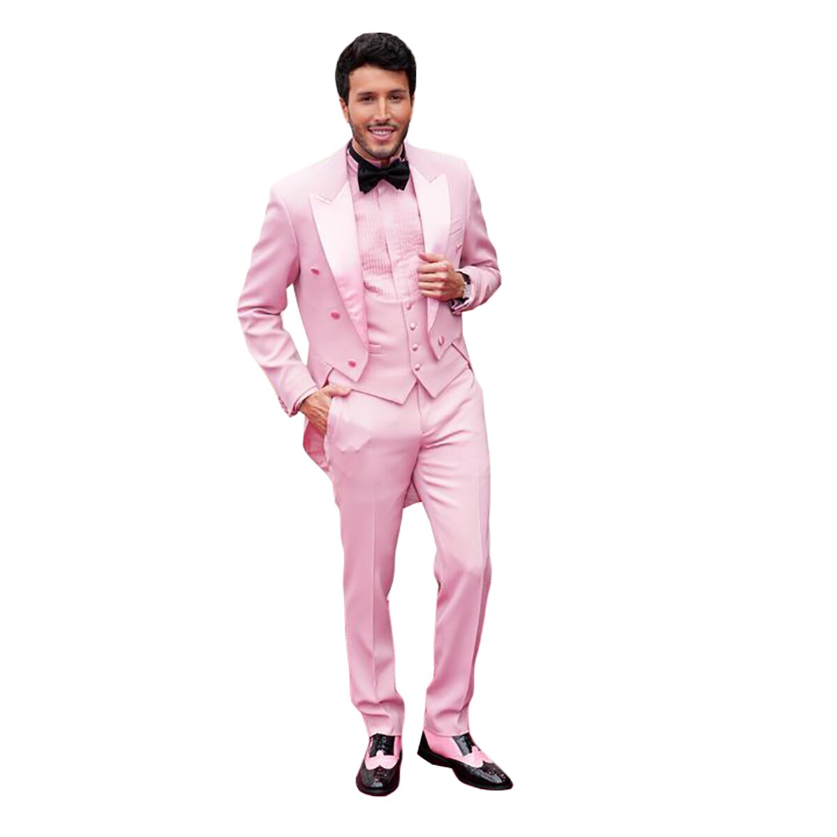 Fashion Wedding Men Suits Pink Closure Collar There-piece Tuxedos for
