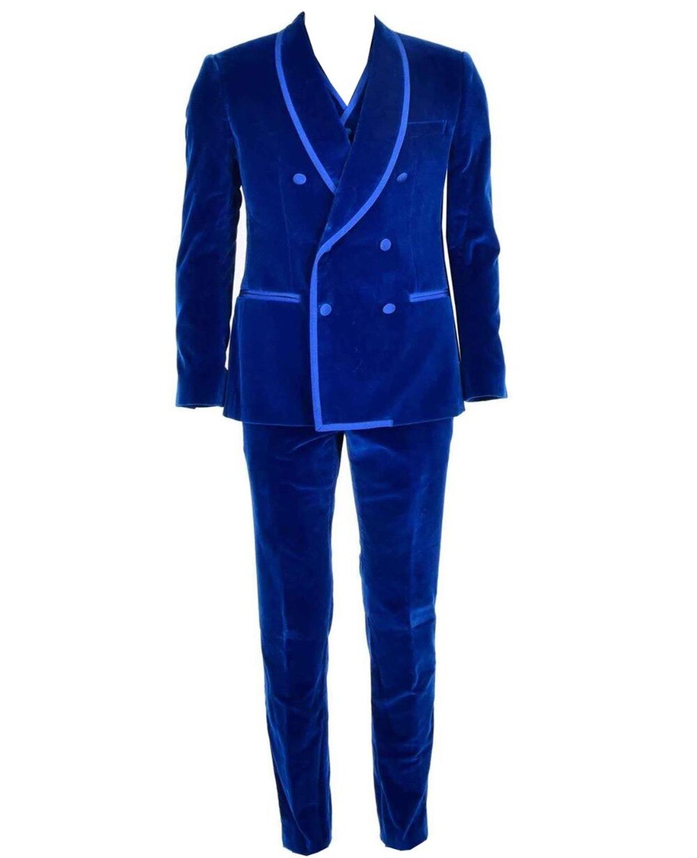Royal-Blue-Velvet-Double-Breasted-Shawl-Lapel-Groom-Tuxedos-Men-Suits-Wedding-Prom-Dinner-Best-Man