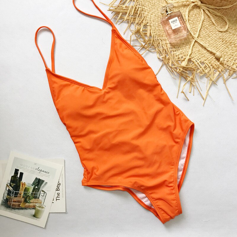2020 Summer Women Solid Bikinis Sexy Bandage One Piece Backless Swims