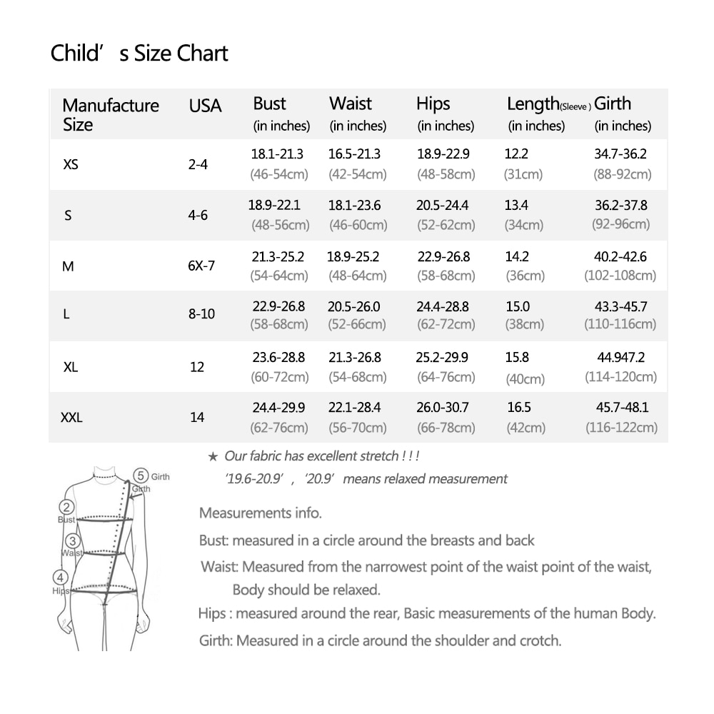 AE child size chart C5305