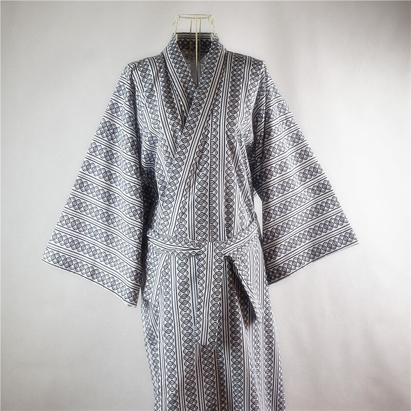 Traditional Japanese Male Cool Kimono Bathrobes Men's Cotton Robe