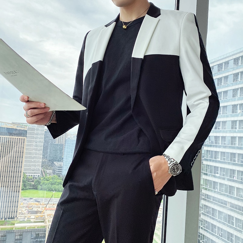 Korean-Stitching-Suit-Men-Wedding-Groom-Tuxedos-2-Pcs-Set-Slim-Fit-Suit-Jacket-Pants-Men (2)