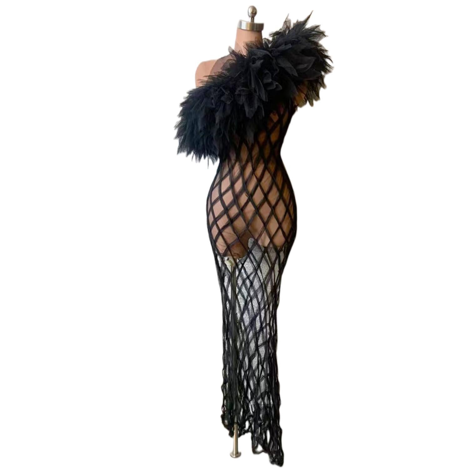 Lady Black Perspective Summer Dress Sexy Women Elegant Appliqued Evening Dresses Crepe Birthday Party Wear