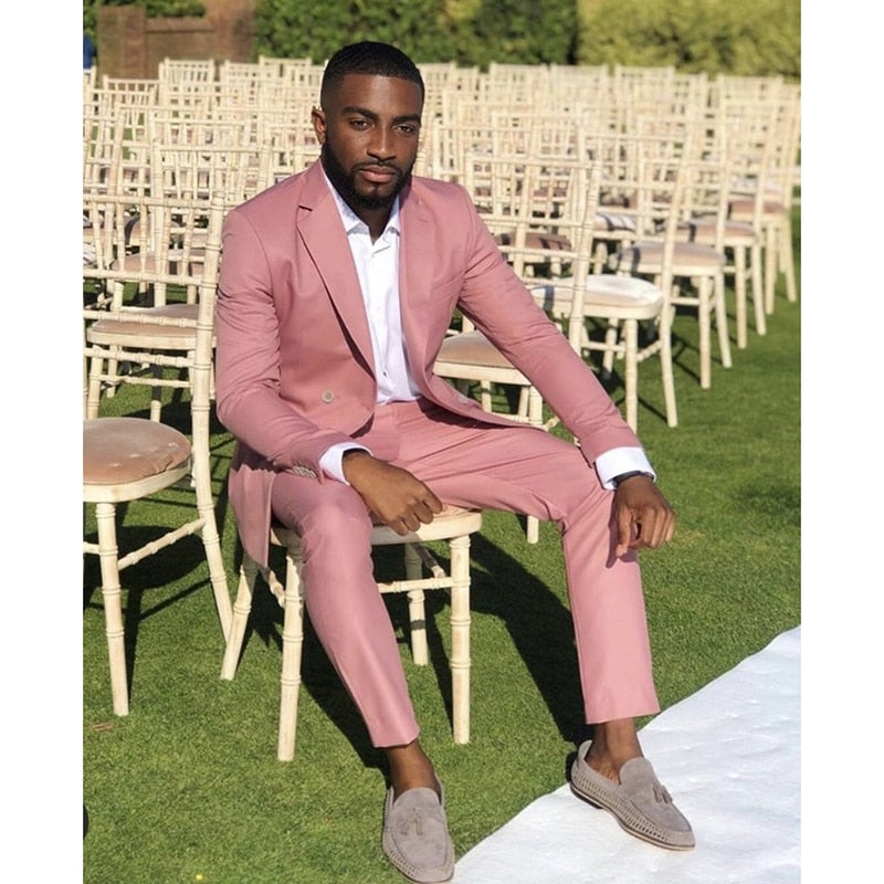 Latest fashion Pink Groomsmen Suit 2022 Groom Tuxedos Men‘s Wedding S