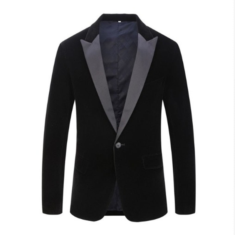 Men's Fashion Trend Velvet Groom Tuxedo Slim Fit Wedding Party Dress