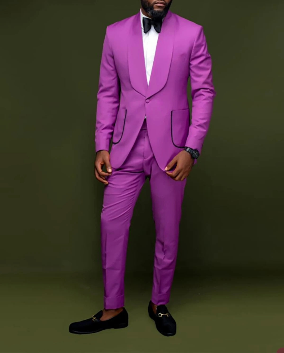 Noble Purple Men Suits 2 Pieces Slim Fit Custom Made Mens Wedding Tux