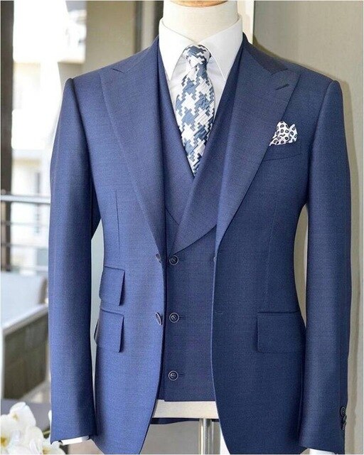 Royal Blue 2023 Latest Fashion Design Custom Made Jacket+Pant+Vest Sl