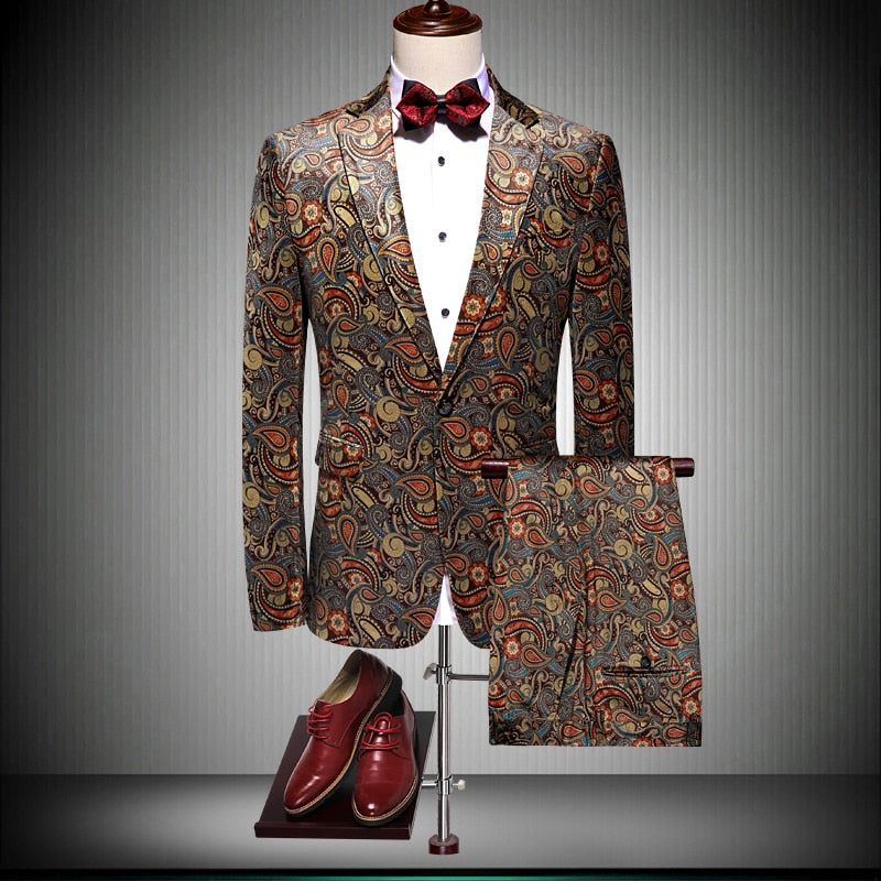 Long-term Supply Slim Korean Suit Two-piece Suit Banquet Men's Two-color Large Size