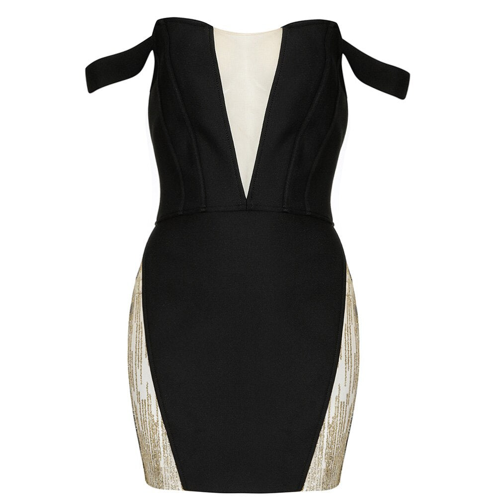 One-word collar diagonal shoulder pure color sexy evening dress bandage dress