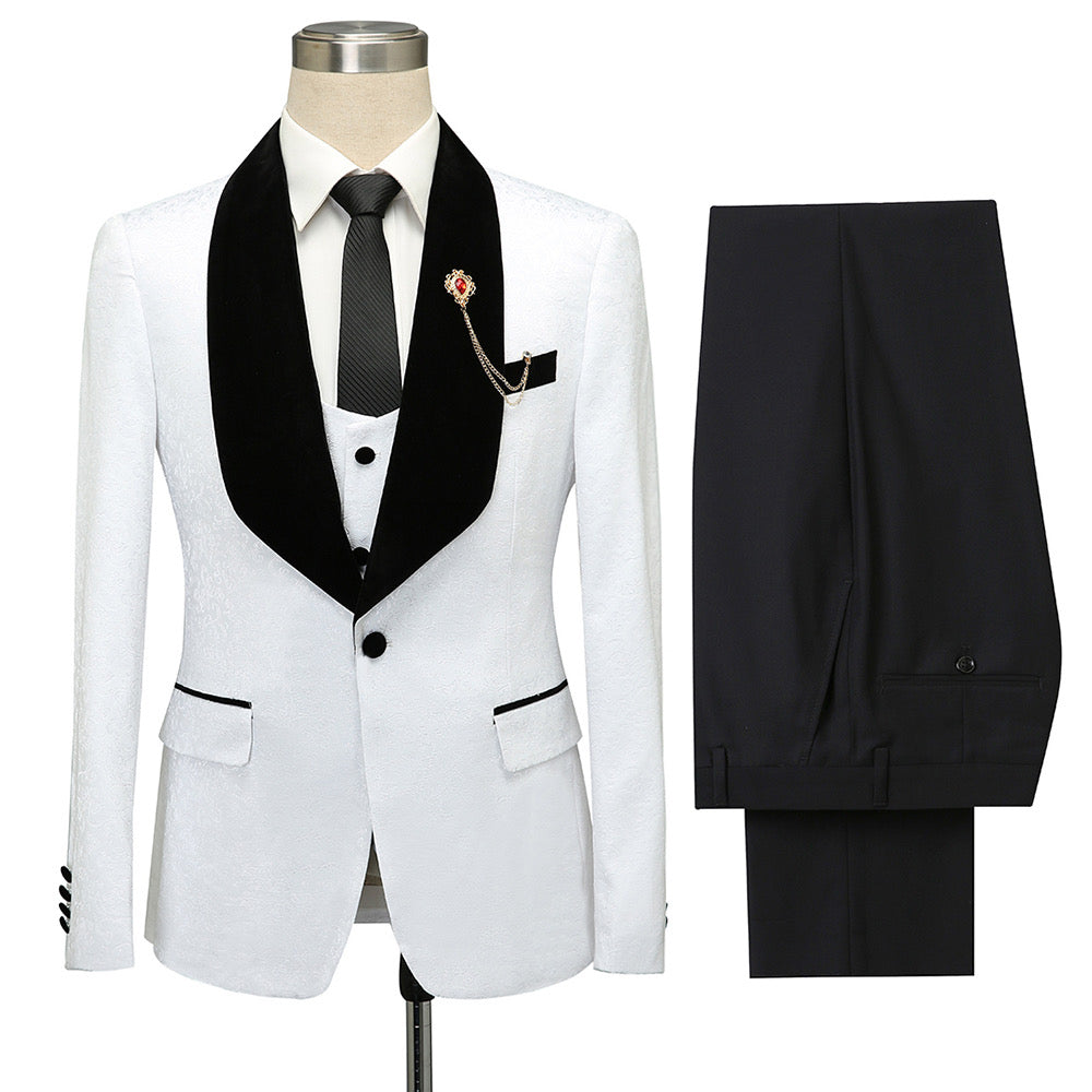 Men Suit Print Groom Casual 3 Pcs Set Wedding Party Dress Proom Tuxedo