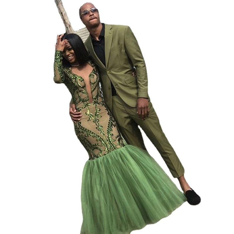 Olive Green Two Pieces Men's Suit Notched Lapel For Wedding Male Blaz