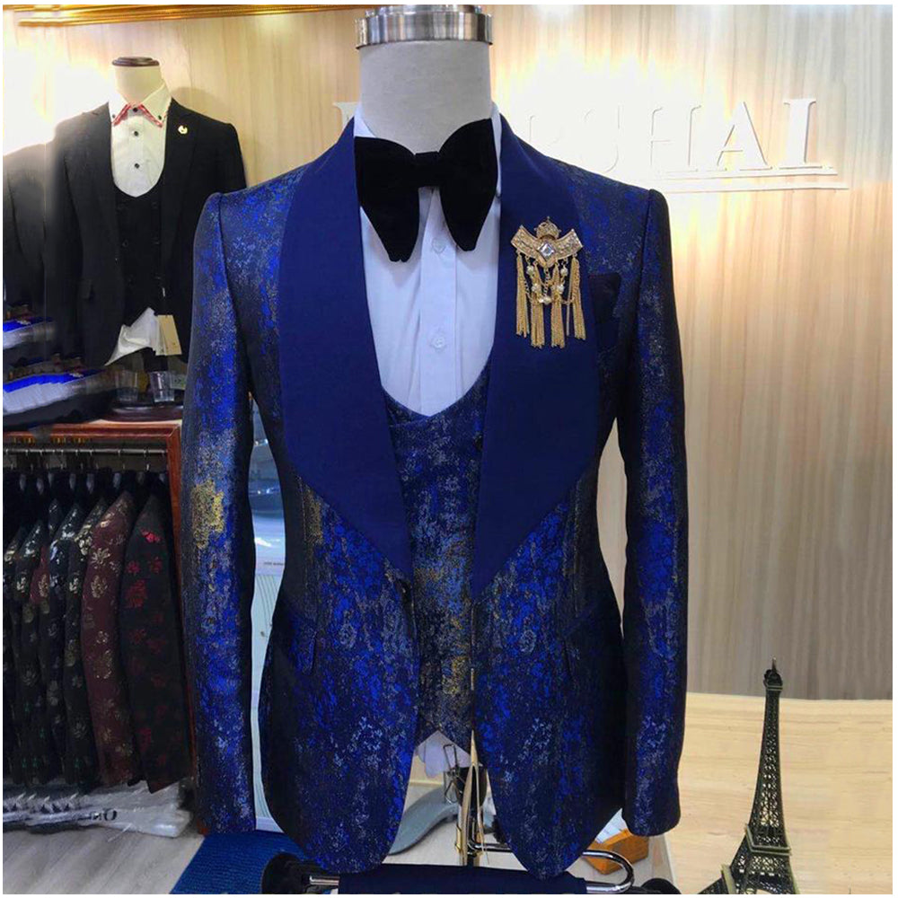Wedding Grooms Custom Made Men Suits Slim Fit Designer Classic Golden
