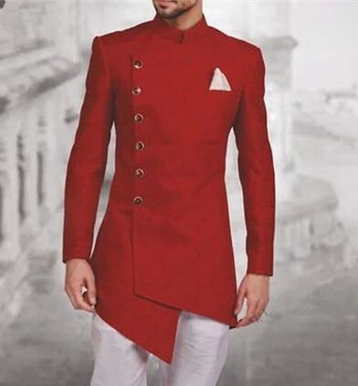 2023 Burgundy Men's Suit Elegant Indian Design Tuxedo Groom Suits For
