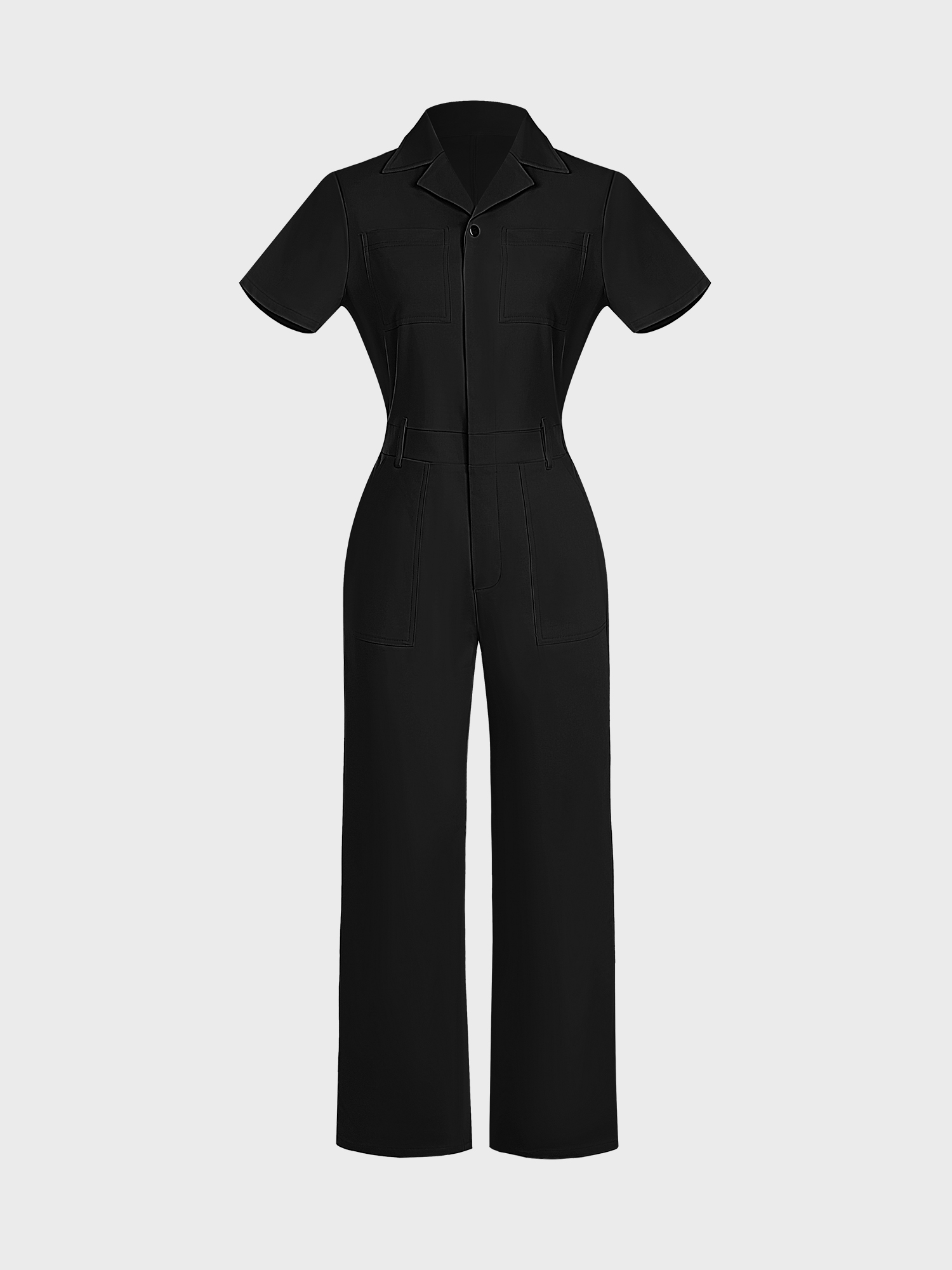 Midsize Chic Zip-Up with Button Jumpsuit