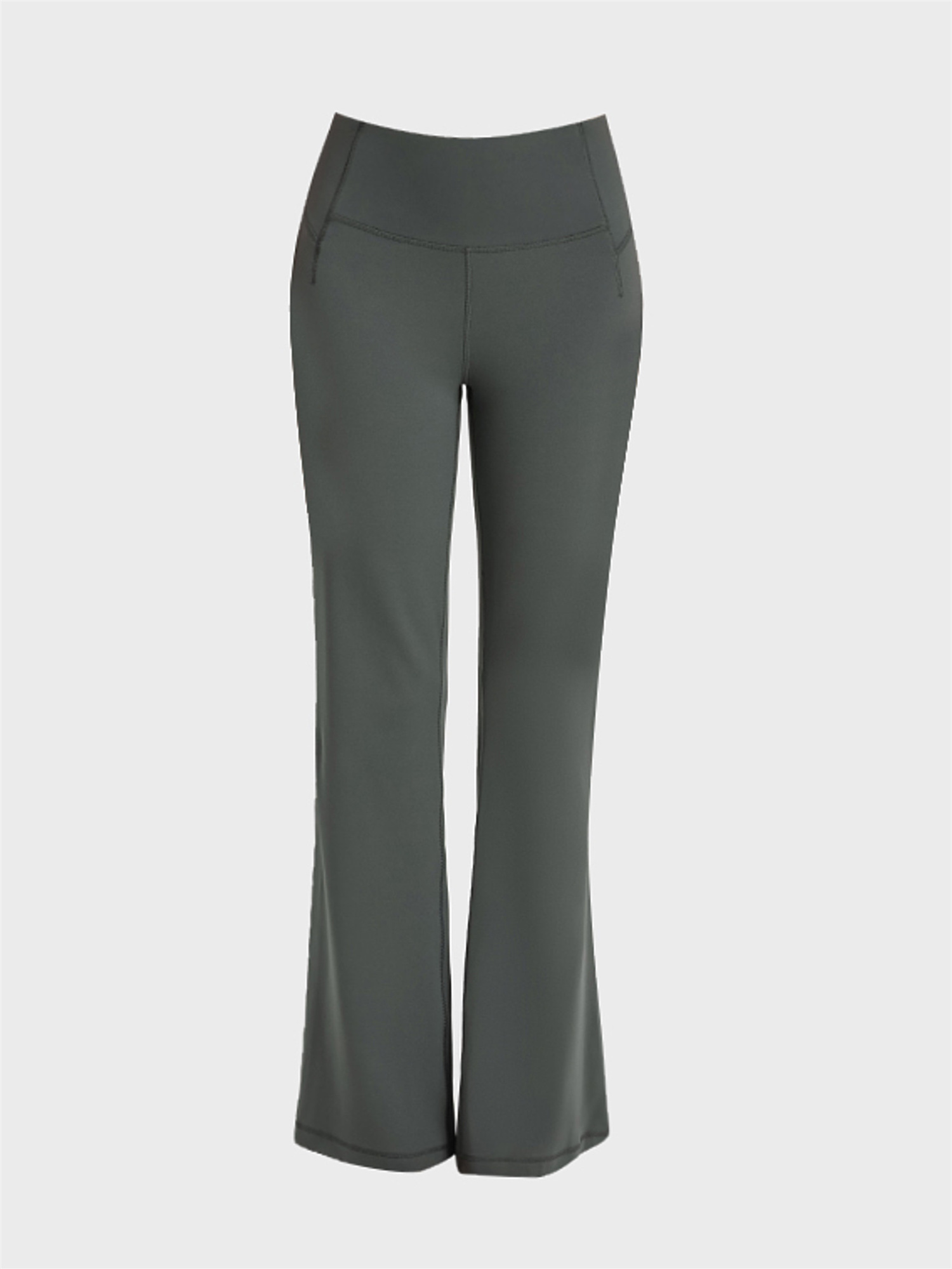 Grey Midsize Slim Flared Sports Pants with Side Split | Hemwave - Midsize Fashion