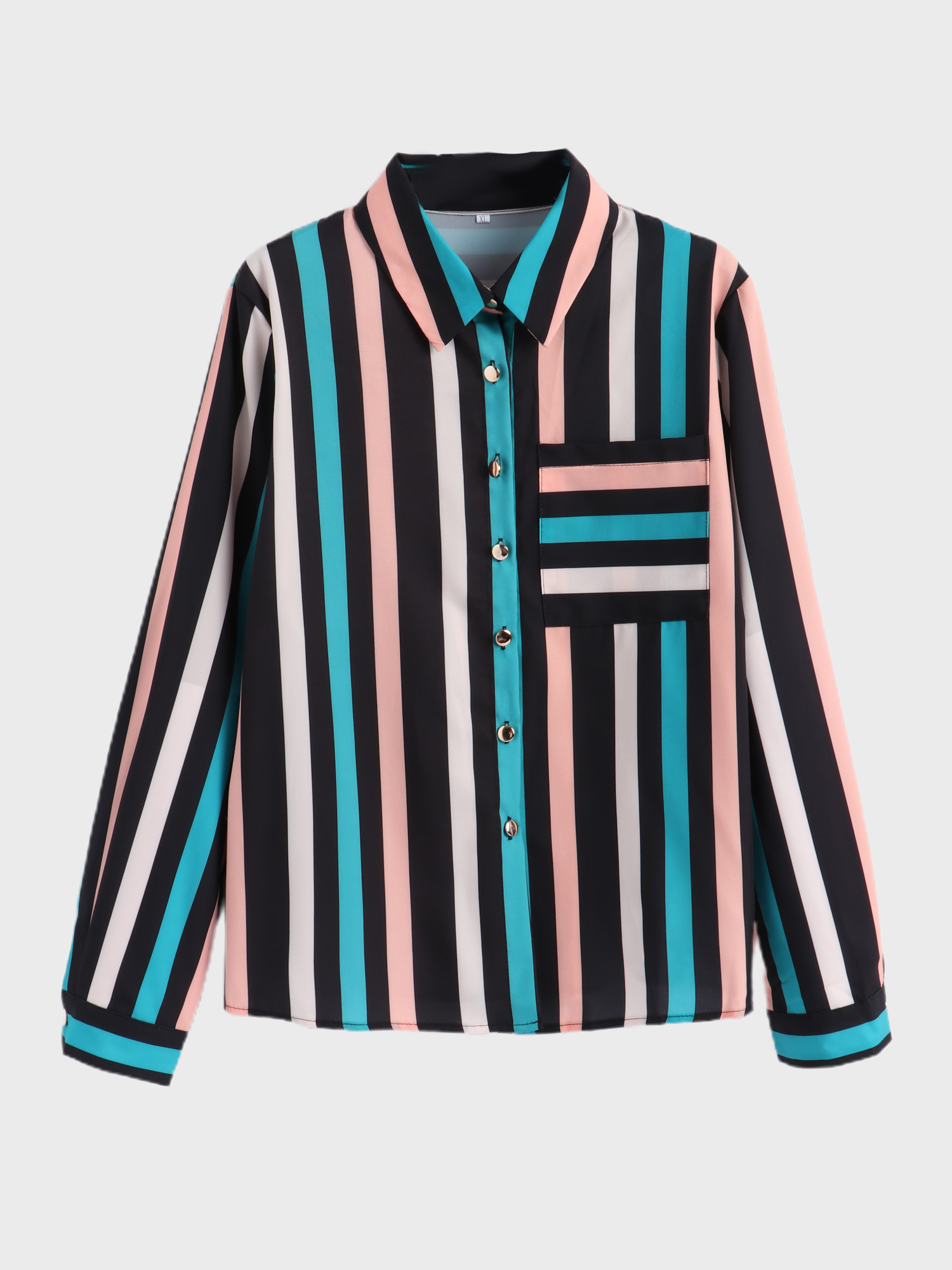 Striped Midsize Baroque Print Long Sleeve Shirt | HEMWAVE - Midsize Fashion