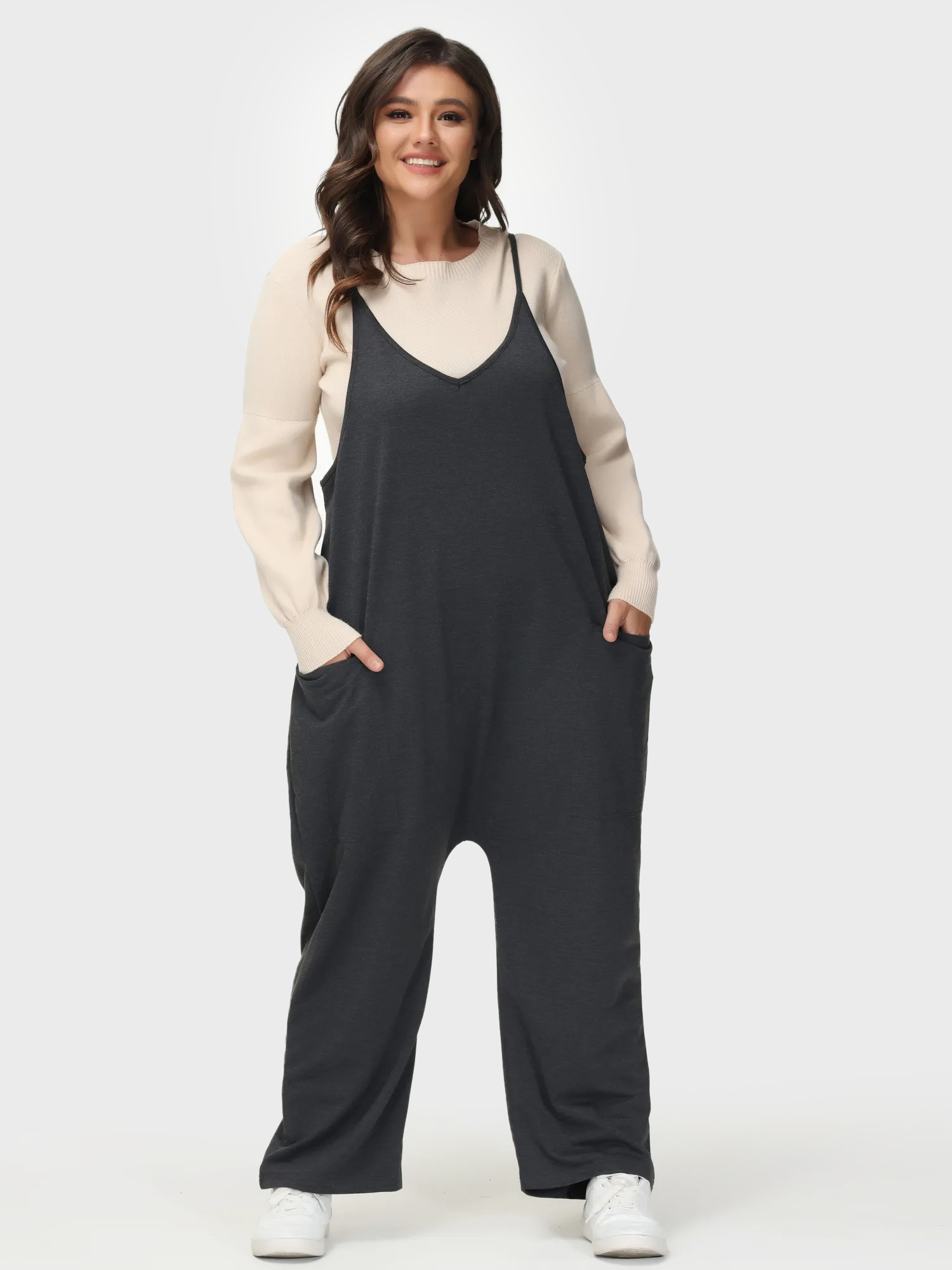 Mid Size Casual Everyday Jumpsuit with Pockets