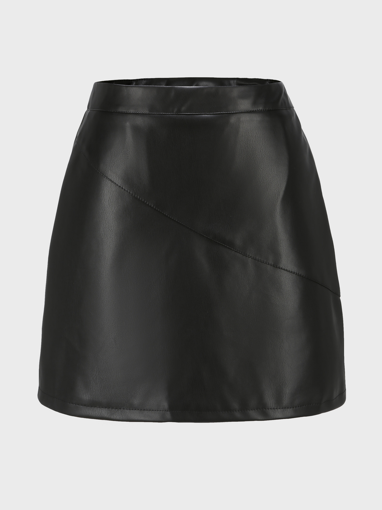 Black Midsize Simplicity High Waist Leather Skirt | Hemwave - Midsize Fashion