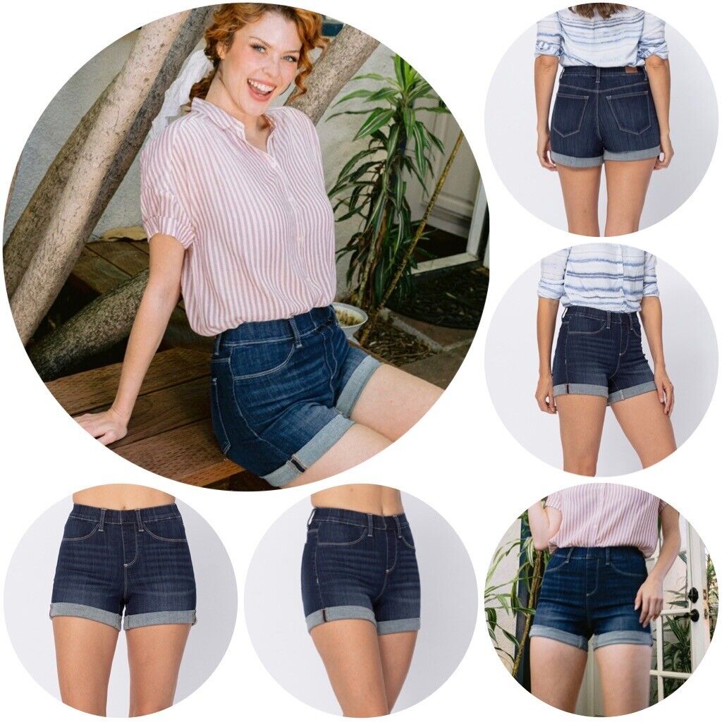 Judy Blue Dark Wash High Waisted Pull on Jean Shorts - Picture 7 of 7