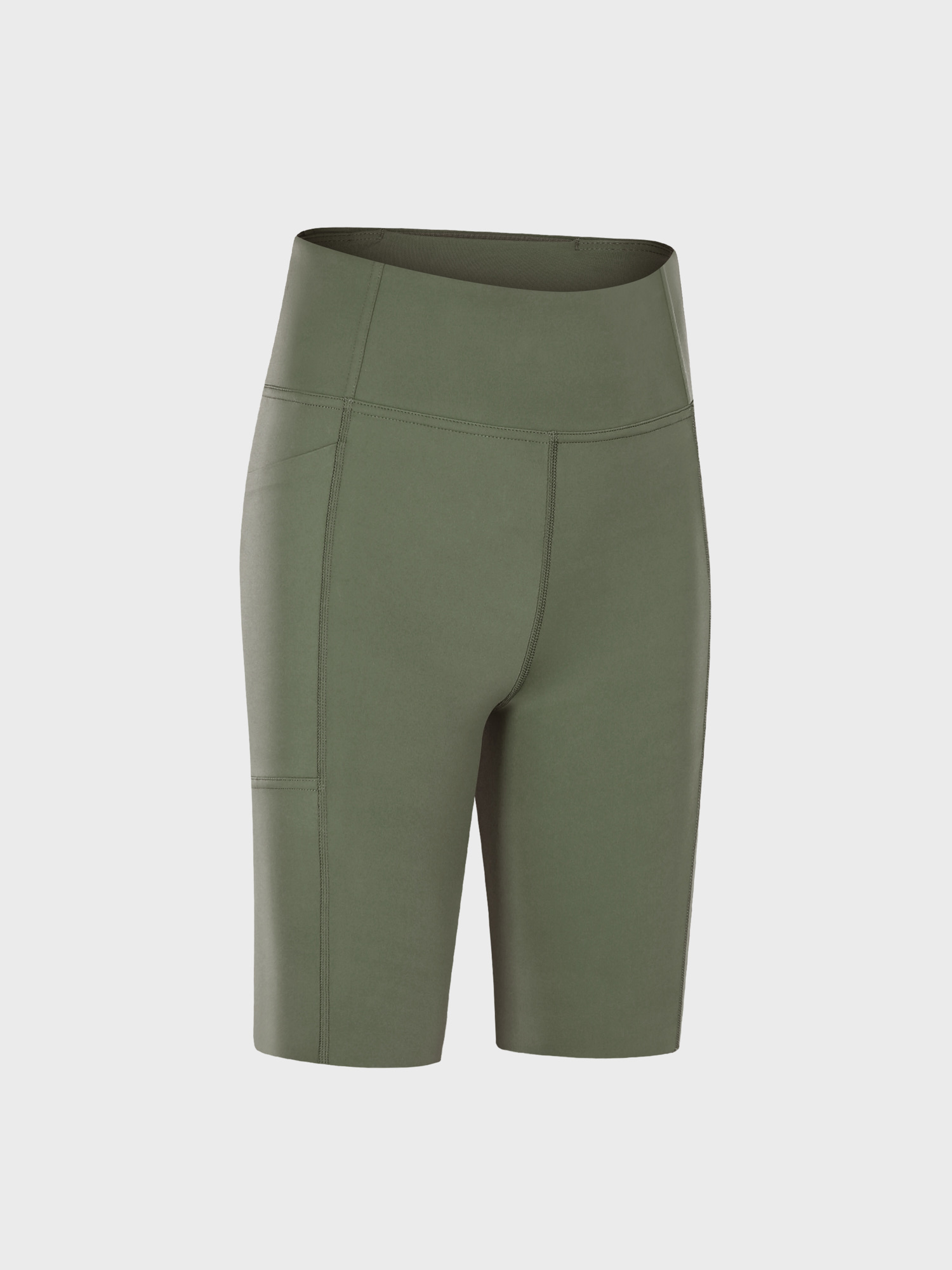 High-Waisted Nude Sports Shorts with Pockets