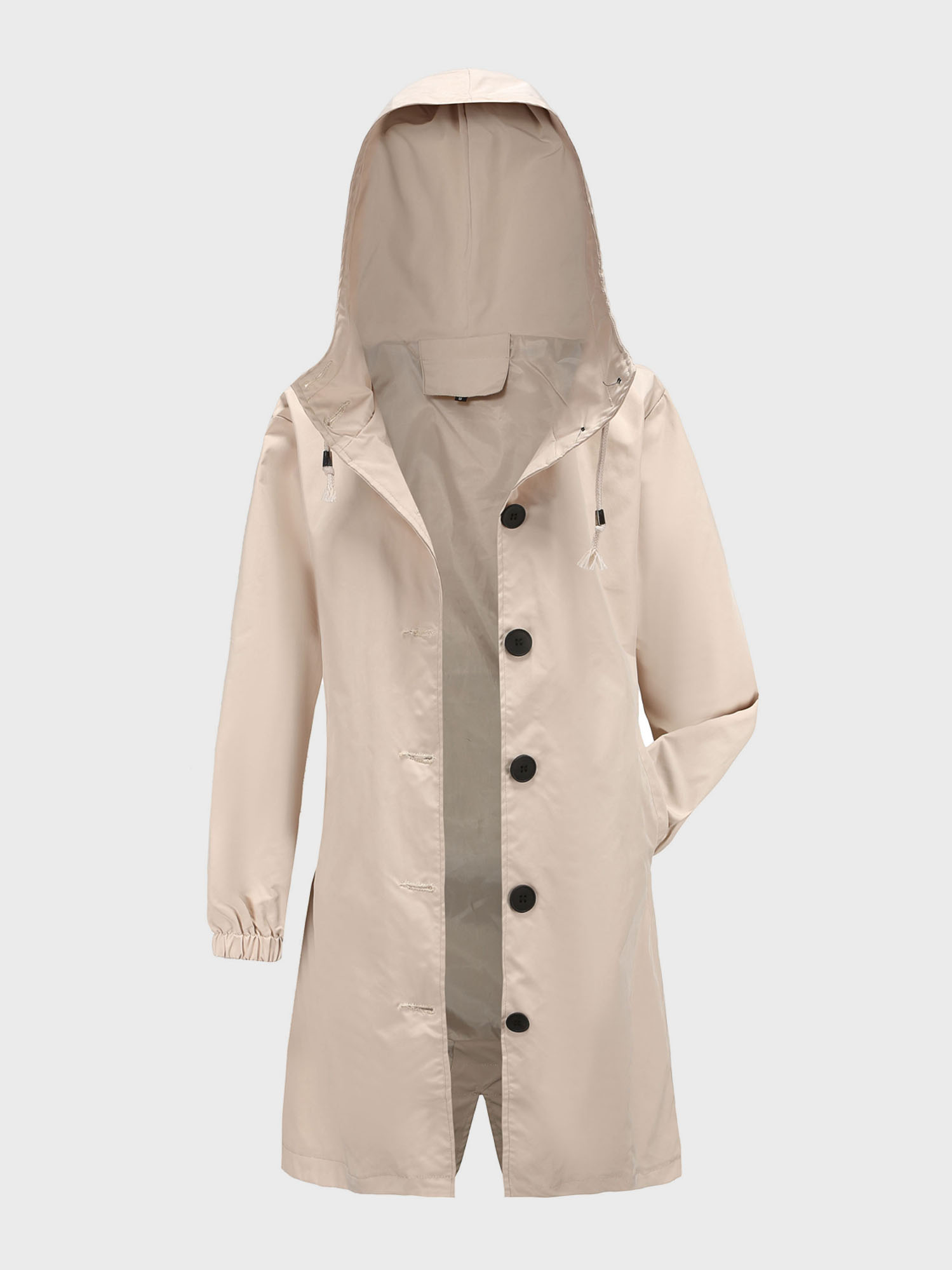 Casual Waterproof Long Hooded Windbreaker Midi Jacket